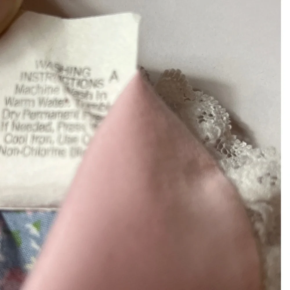 Vintage Floral Prairie Dress Toddler Size 3T Pink Blue Lace Trim Embroidered